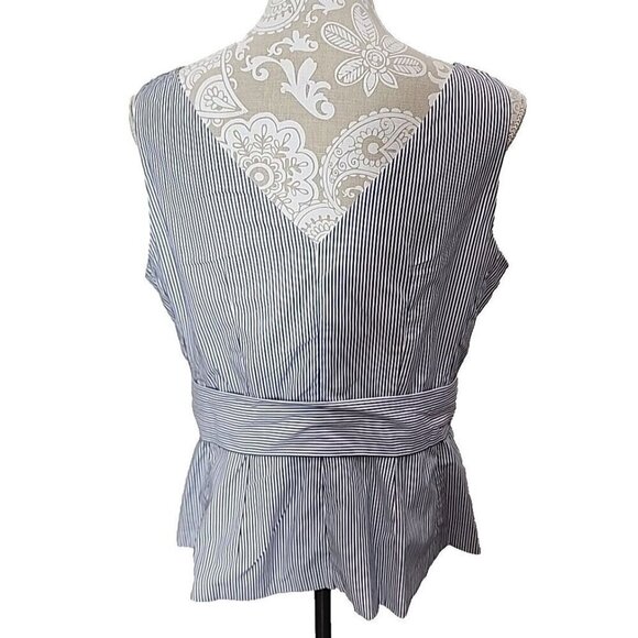 Kate Spade Blue Multi Stripe Peplum Top Sleeveless Cotton NWT Women's 14 - Picture 5 of 12